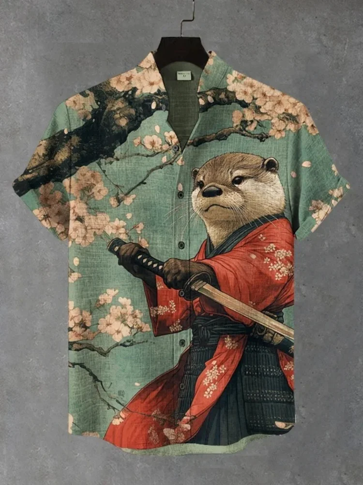 Men's Green Painting Shirts Vintage Funny Otter Warrior Training Art Print Casual Shirt Stand Collar Summer Holiday Tops Buttons
Men's Green Painting Shirts Vintage Funny Otter Warrior Training Art Print Casual Shirt Stand Collar Summer Holiday Tops Buttons