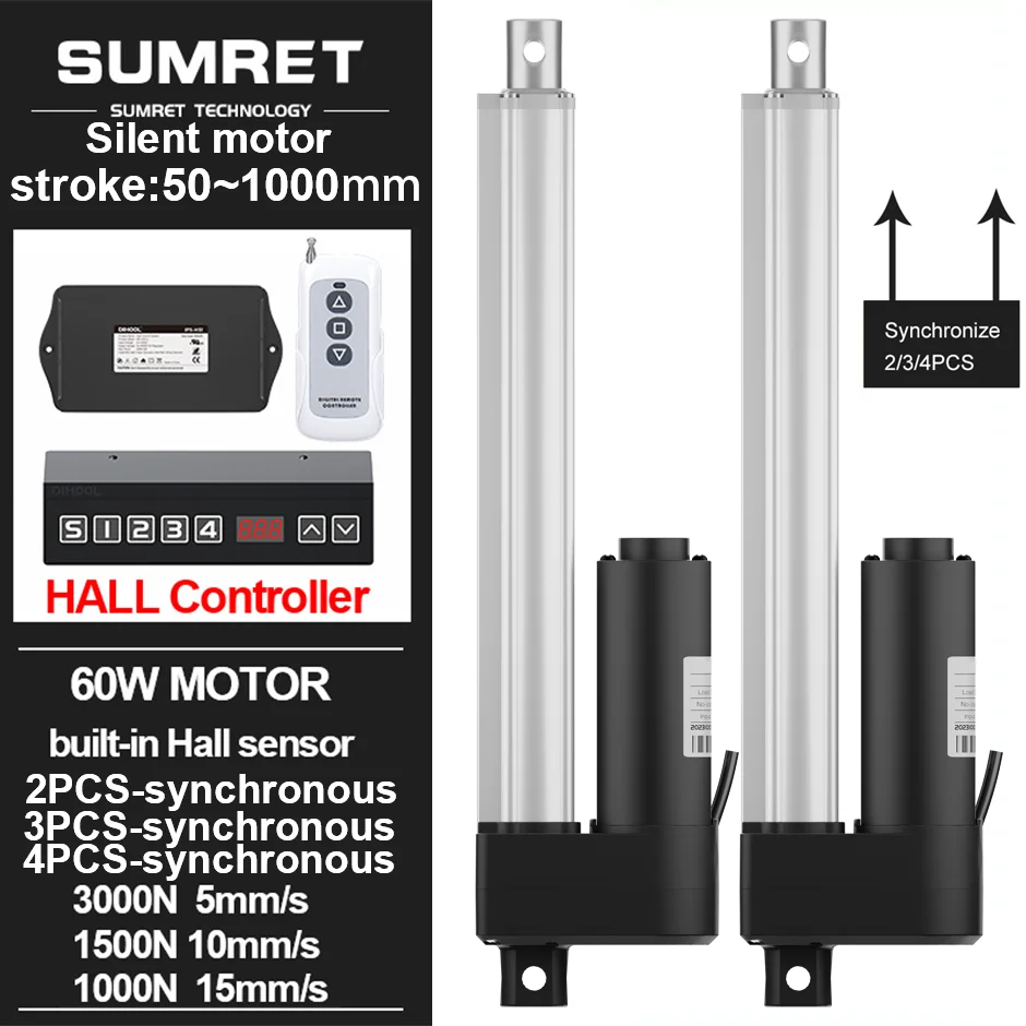 Electric liner actuator 24V Max 3000N multi motor Hall synchronous controller kit 100mm 200mm 500mm 1000mm customizable stroke
Electric liner actuator 24V Max 3000N multi motor Hall synchronous controller kit 100mm 200mm 500mm 1000mm customizable stroke
