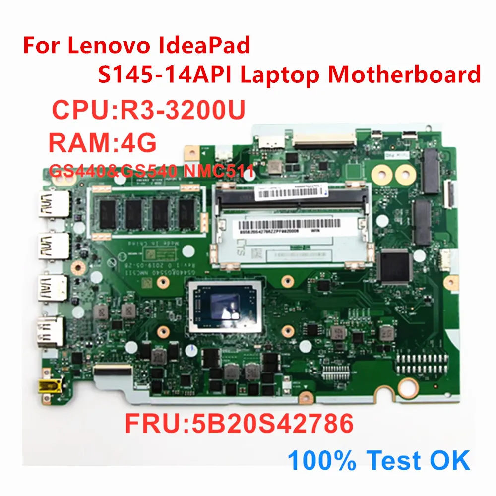 For Lenovo IdeaPad S145-14API Laptop Motherboard NM-C511 CPU R3-3200U RAM 4G FRU 5B20S42786 100% Test OK
For Lenovo IdeaPad S145-14API Laptop Motherboard NM-C511 CPU R3-3200U RAM 4G FRU 5B20S42786 100% Test OK