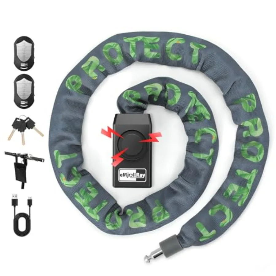 Bike Chain Lock with Alarm E Scooter Lock Anti-Theft Alarm 110dB 4ft Security Heavy Duty with USB C Cable and 3 Keys for Bike/E
Bike Chain Lock with Alarm E Scooter Lock Anti-Theft Alarm 110dB 4ft Security Heavy Duty with USB C Cable and 3 Keys for Bike/E