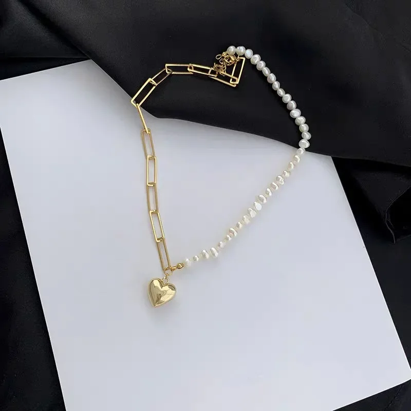 Minar French 100% Real Freshwater Pearl Choker Necklaces for Women Gold Color Heart Shape Link Chain Pendant Necklace Jewelry
Minar French 100% Real Freshwater Pearl Choker Necklaces for Women Gold Color Heart Shape Link Chain Pendant Necklace Jewelry