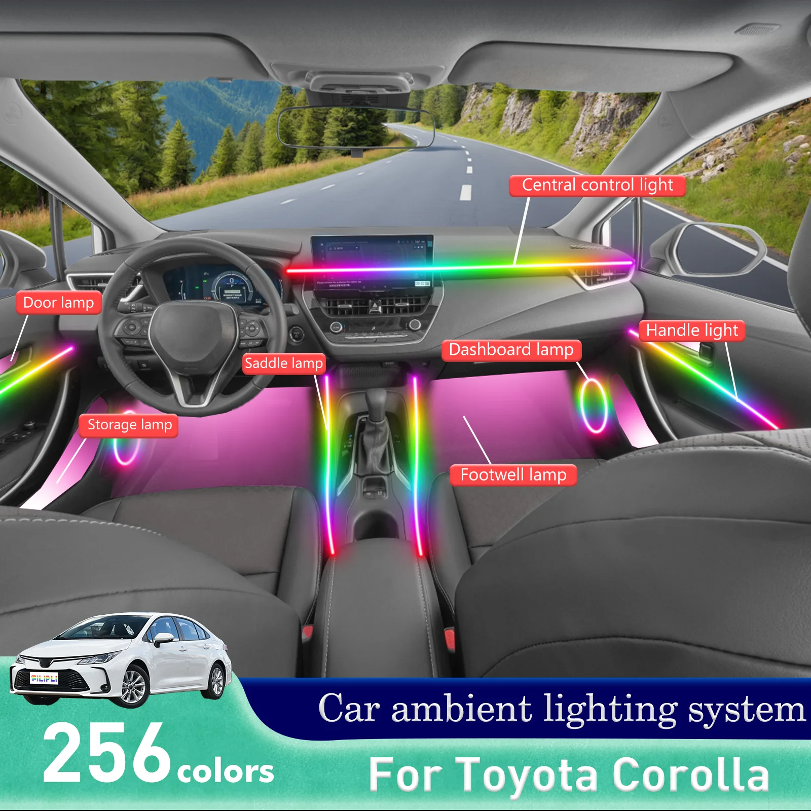 For Toyota Corolla Car Interior Decorative Ambient Light RGB 64-Color LED Smart Remote Control Energy Saving Lamp Kit
For Toyota Corolla Car Interior Decorative Ambient Light RGB 64-Color LED Smart Remote Control Energy Saving Lamp Kit