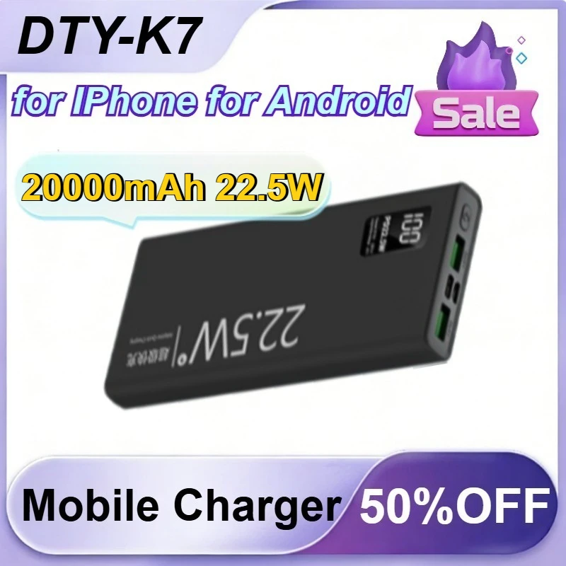 DTY-K7 20000mAh 22.5W for IPhone for Android Fast Charge Power Bank Portable Universal External Battery
DTY-K7 20000mAh 22.5W for IPhone for Android Fast Charge Power Bank Portable Universal External Battery