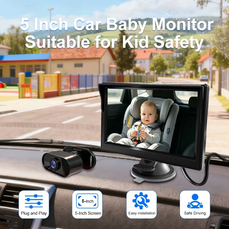 5" HD Baby Car Camera Monitor Back Seat Facing Night Vision for Infant Car Safety Monitoring
5" HD Baby Car Camera Monitor Back Seat Facing Night Vision for Infant Car Safety Monitoring