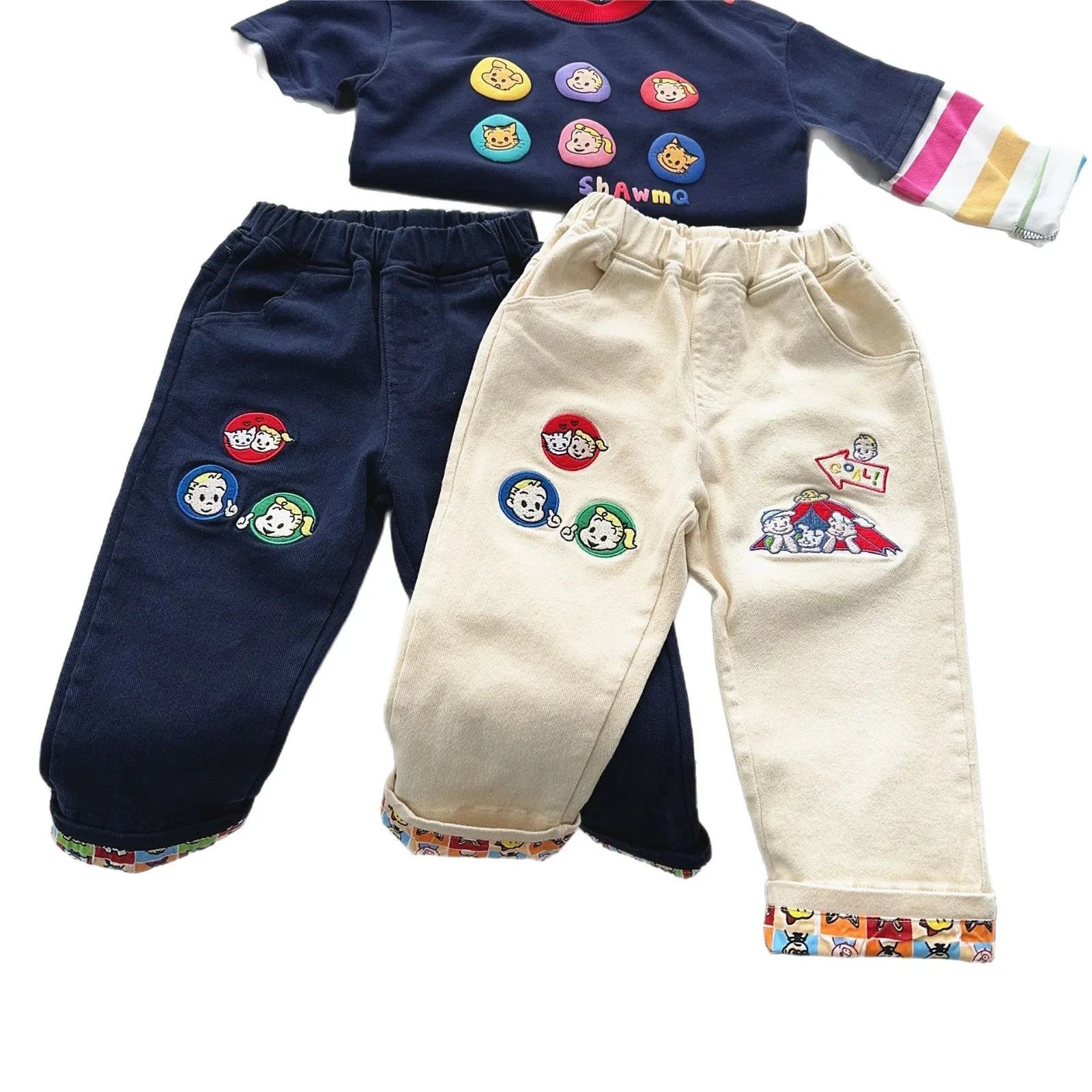 25 Spring New Japanese Cartoon Cotton Boys' Casual Pants Soft Wilderness Cartoon Embroidery Baby Woven Curled Edge Pants 
25 Spring New Japanese Cartoon Cotton Boys' Casual Pants Soft Wilderness Cartoon Embroidery Baby Woven Curled Edge Pants