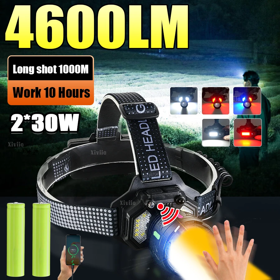 4600LM Powerful LED Headlamp 2*30W LED Headlight Led Head High Lumen Rechargeable Led Headlamp Camping Searching Hunting Fishing
4600LM Powerful LED Headlamp 2*30W LED Headlight Led Head High Lumen Rechargeable Led Headlamp Camping Searching Hunting Fishing