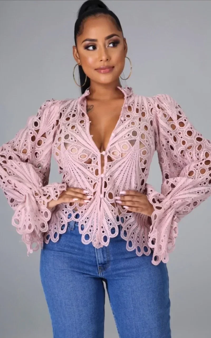 GUWU Women Elegant Floral Lace See Though Ruffles Long Sleeve Single Breasted Shirt and Blouse Tops
GUWU Women Elegant Floral Lace See Though Ruffles Long Sleeve Single Breasted Shirt and Blouse Tops