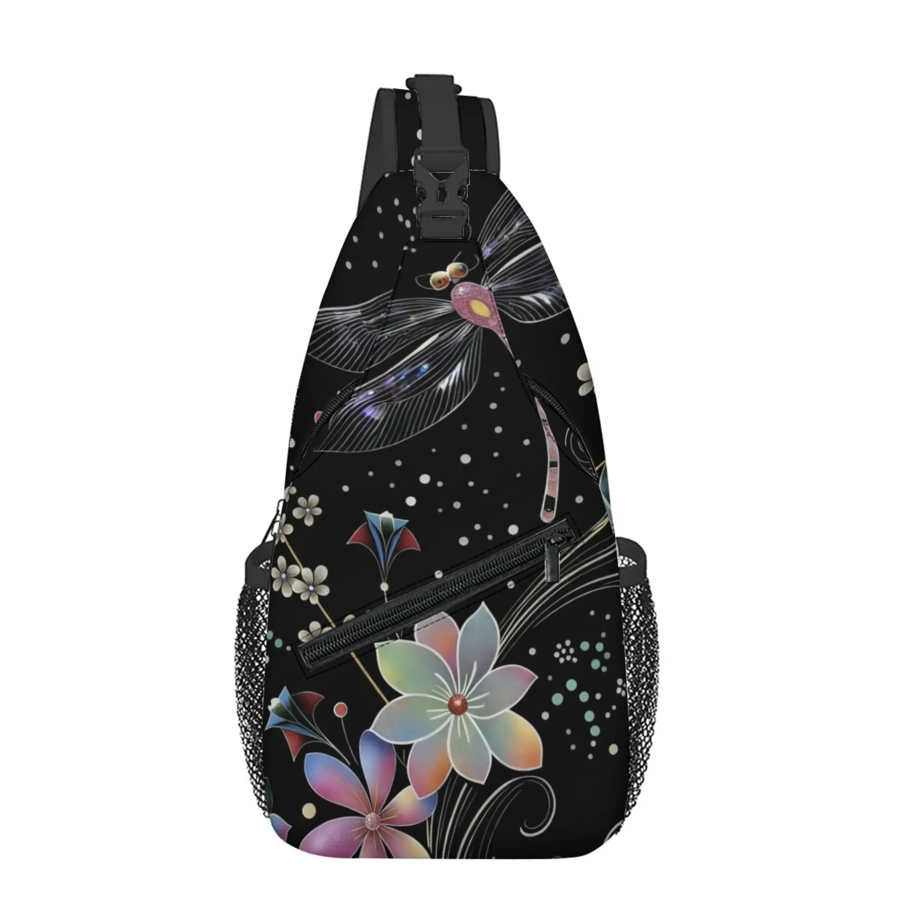Dragonfly Floral Print Sling Backpack, Colorful Botanical Pattern Adjustable Crossbody Bag Lightweight Casual Chest Bag
Dragonfly Floral Print Sling Backpack, Colorful Botanical Pattern Adjustable Crossbody Bag Lightweight Casual Chest Bag