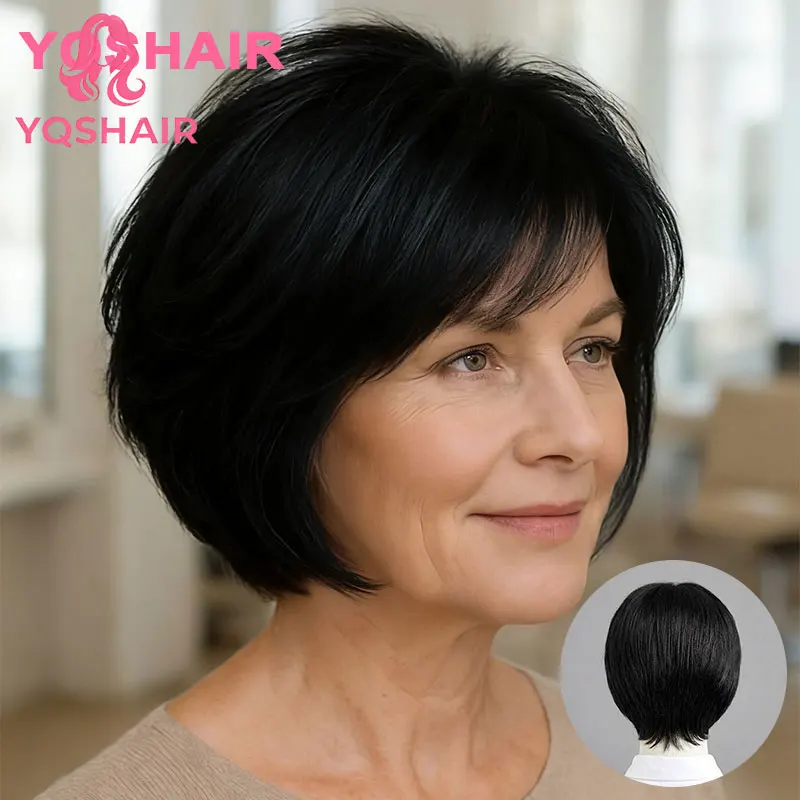 Short Pixie Human Hair Wig Natural Looking Silk Base Top Hand Made Comfortable Soft 100% Human Hair Wig for Middle Aged Women
Short Pixie Human Hair Wig Natural Looking Silk Base Top Hand Made Comfortable Soft 100% Human Hair Wig for Middle Aged Women