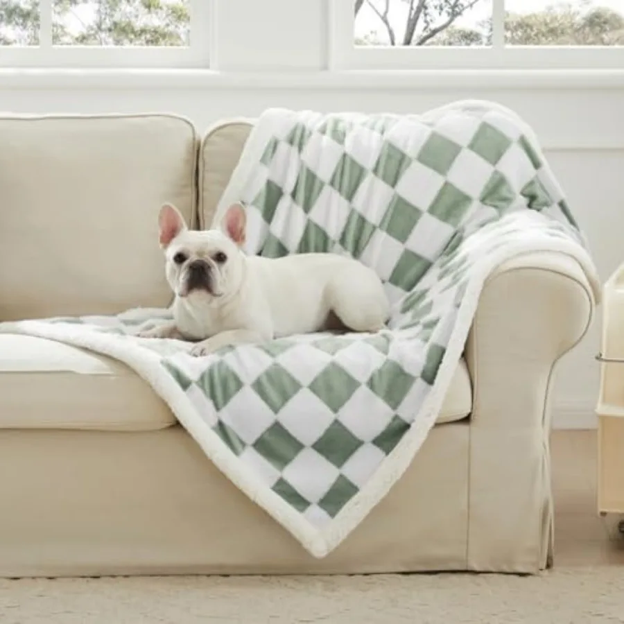 Checkered Dog Blanket, Sage Green Jacquard Sherpa Blankets for Small Dog and Cats, Cute Aesthetic Style Fluffy Fleece Pets Blan
Checkered Dog Blanket, Sage Green Jacquard Sherpa Blankets for Small Dog and Cats, Cute Aesthetic Style Fluffy Fleece Pets Blan