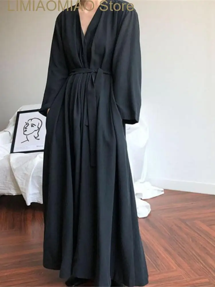2023 New In Dress for Women Summer Solid V-neck Single-breasted Long-sleeved Shirt Dress Long Pleated Lace-up Oversized Dress
2023 New In Dress for Women Summer Solid V-neck Single-breasted Long-sleeved Shirt Dress Long Pleated Lace-up Oversized Dress