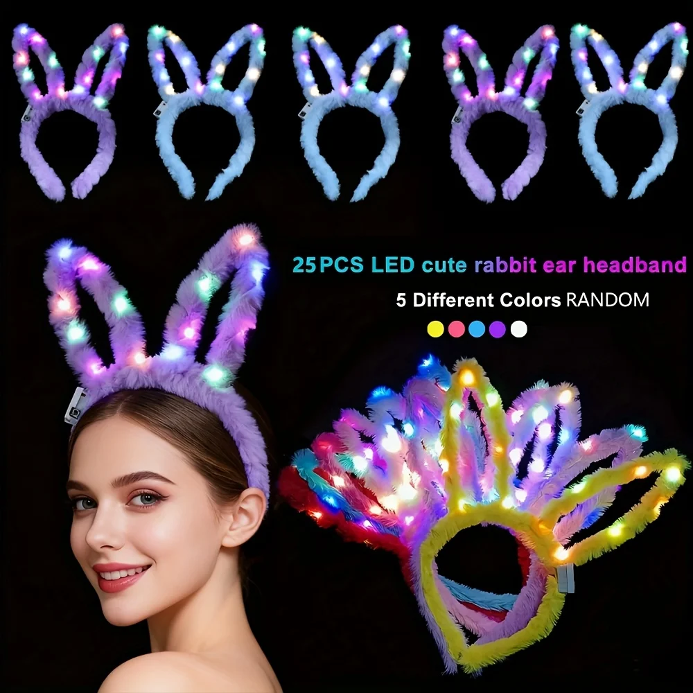 25pcs LED Rabbit Ear Headbands with Multicolor Flashing - 3 Flashing Modes & Color-Changing Party Hats Suitable for Weddings, Co
25pcs LED Rabbit Ear Headbands with Multicolor Flashing - 3 Flashing Modes & Color-Changing Party Hats Suitable for Weddings, Co