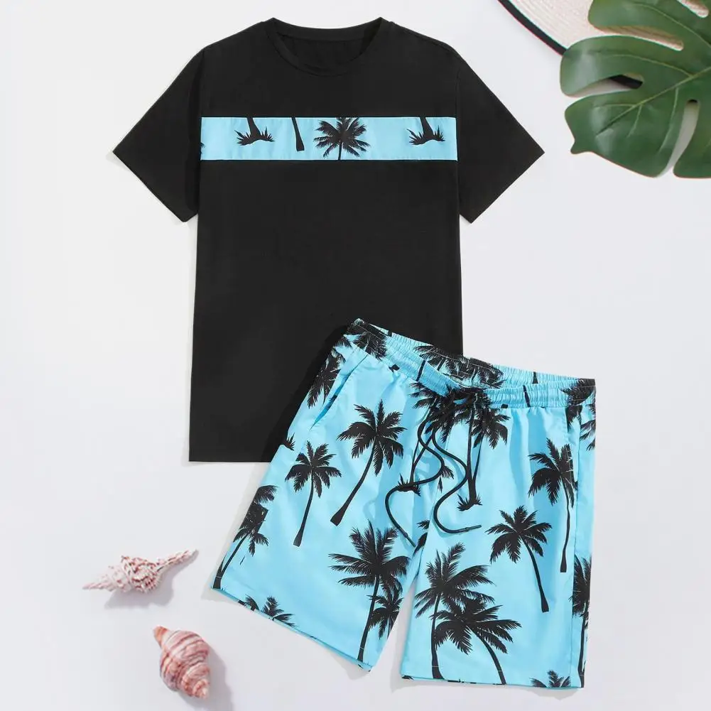 Sports Suit Men's Summer Coconut Tree Print T-shirt Wide Leg Shorts Set For Beach Outfit With Loose Fit Elastic Waist 2pcs/set
Sports Suit Men's Summer Coconut Tree Print T-shirt Wide Leg Shorts Set For Beach Outfit With Loose Fit Elastic Waist 2pcs/set