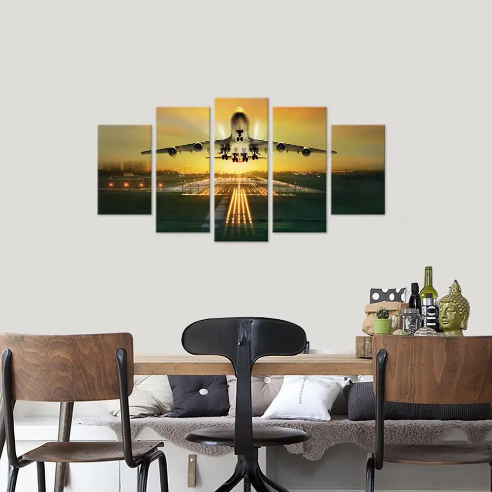 Commercial Airplane Take Off Airport Night Landscape Canvas 5 Pcs Wall Art Posters Pictures Paintings for Living Room Home Decor
Commercial Airplane Take Off Airport Night Landscape Canvas 5 Pcs Wall Art Posters Pictures Paintings for Living Room Home Decor
