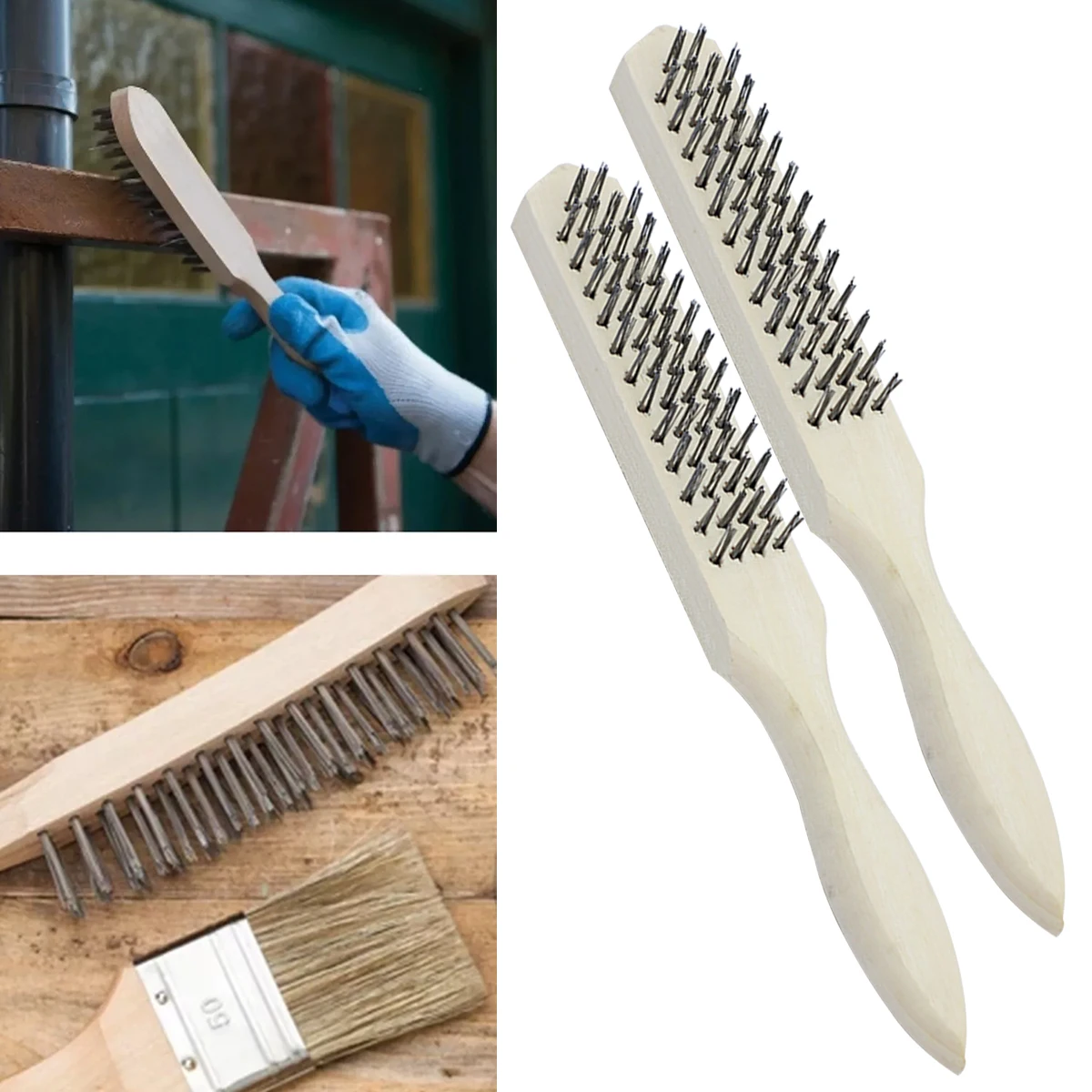 2PCS Stainless Steel Wire Brush Wooden Handle Brush Metal Cleaning Polishing Paint Remove Hand Tools Durable
2PCS Stainless Steel Wire Brush Wooden Handle Brush Metal Cleaning Polishing Paint Remove Hand Tools Durable