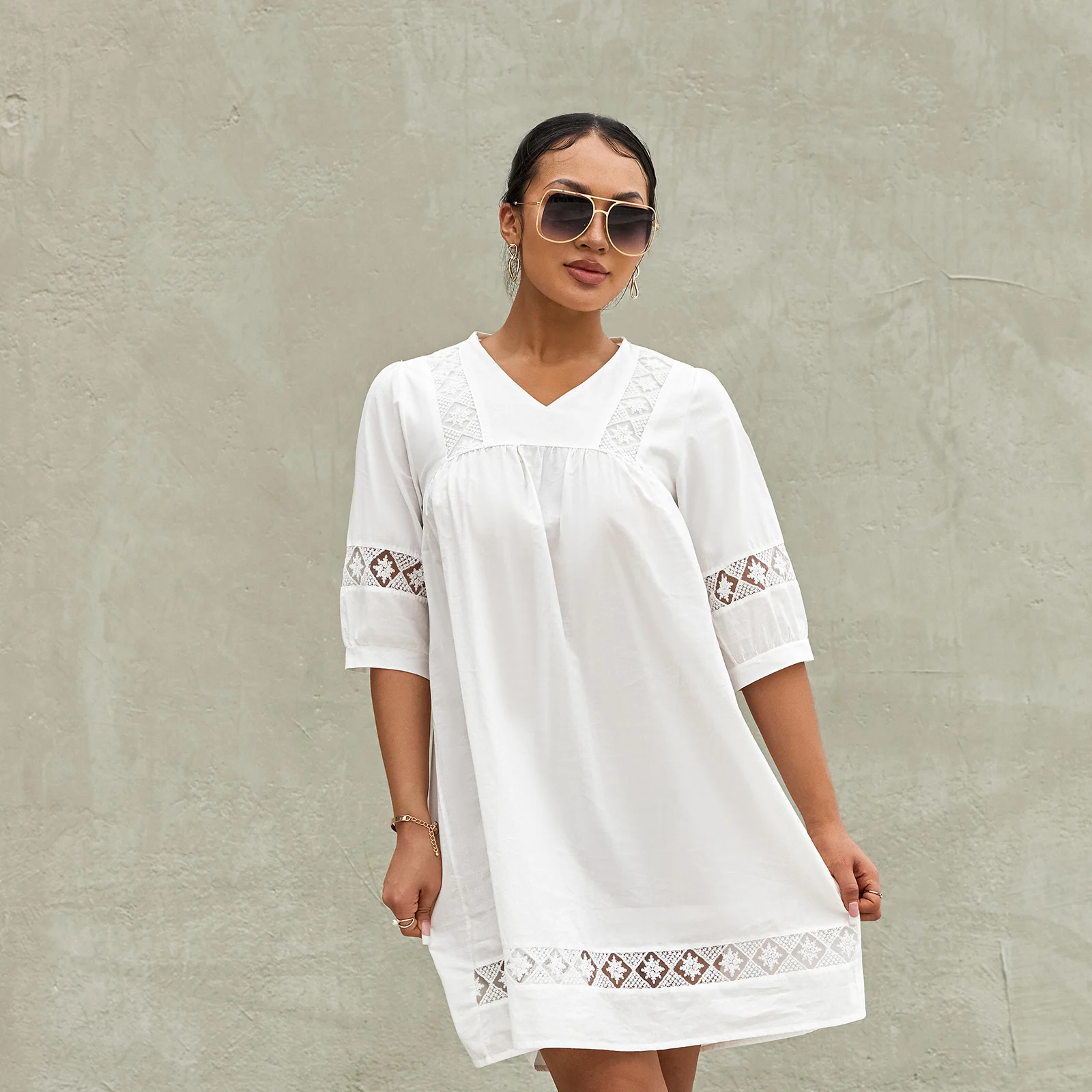 Women's Casual Summer Mini Dress Bohemian Half Sleeve V-Neck Solid Color Short Dress Beach Style S-XXL
Women's Casual Summer Mini Dress Bohemian Half Sleeve V-Neck Solid Color Short Dress Beach Style S-XXL
