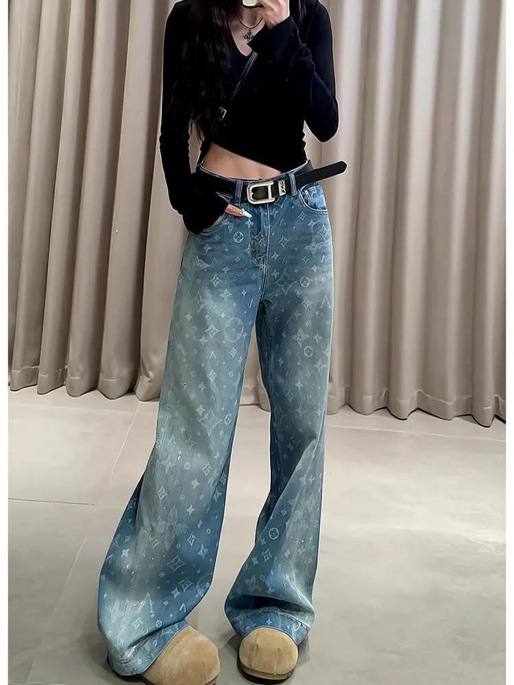 High Waist Loose Straight Leg Jeans Women's Spring 2025 New Star Rhinestone Design Versatile Slimming Wide Leg Pants
High Waist Loose Straight Leg Jeans Women's Spring 2025 New Star Rhinestone Design Versatile Slimming Wide Leg Pants