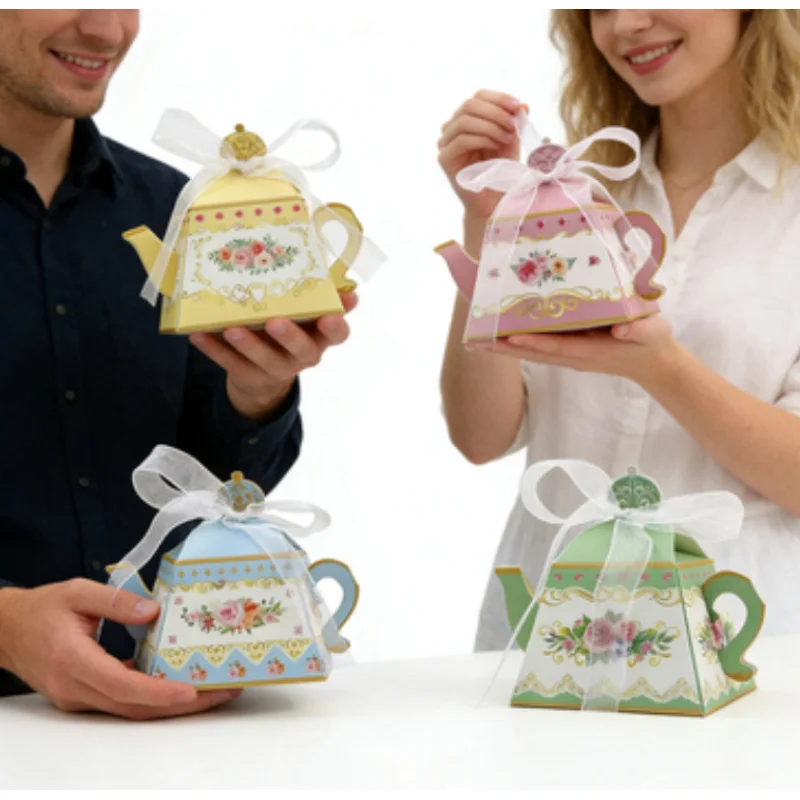 8pcs vintage floral teapot shaped paper gift box with ribbon, exquisite tea conversation gift box for brides or weddings
8pcs vintage floral teapot shaped paper gift box with ribbon, exquisite tea conversation gift box for brides or weddings