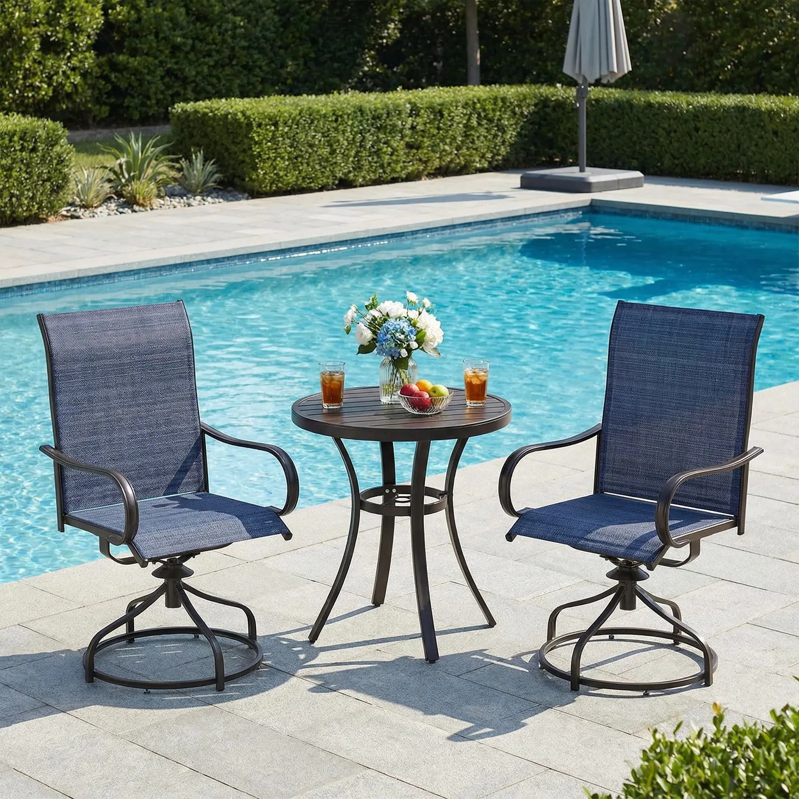 Patio Swivel Dining Chairs Set of 2, Outdoor Chair with Textilene Mesh Fabric & Black Metal Frame for All Weather Outdoor Garden
Patio Swivel Dining Chairs Set of 2, Outdoor Chair with Textilene Mesh Fabric & Black Metal Frame for All Weather Outdoor Garden