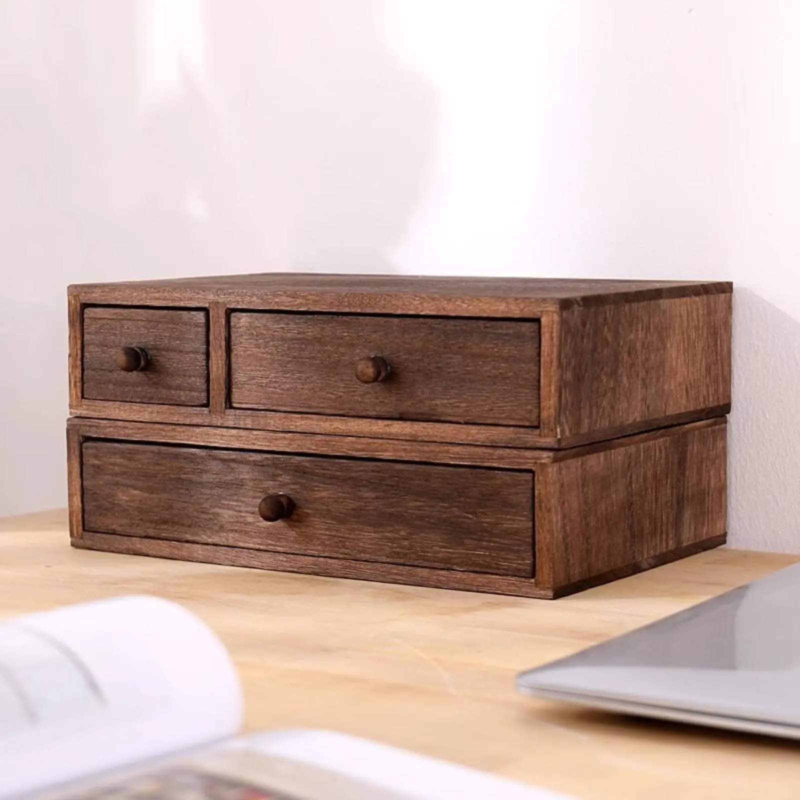 Wooden Desktop Organizer Space-Saving Mini Drawer Cabinet Miniature Wooden Chest of Drawers Clutter-Unobstructed Organization
Wooden Desktop Organizer Space-Saving Mini Drawer Cabinet Miniature Wooden Chest of Drawers Clutter-Unobstructed Organization