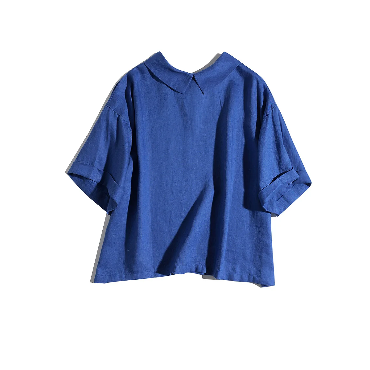 Dave&di Gemstone Blue Half Sleeved Shirt Linen Polo Collar Simple Artistic Double-sided Top For Women In Spring And Summer
Dave&di Gemstone Blue Half Sleeved Shirt Linen Polo Collar Simple Artistic Double-sided Top For Women In Spring And Summer