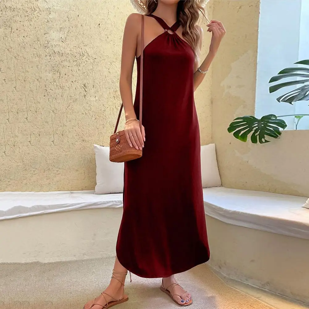 Women Dress Stylish Halter Neck Maxi Dress With Pockets For Women Off Shoulder Design For Summer Beach Vacation Outfits
Women Dress Stylish Halter Neck Maxi Dress With Pockets For Women Off Shoulder Design For Summer Beach Vacation Outfits
