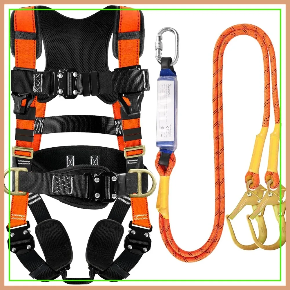 Safety Harness Fall Protection - Full Body Construction Harness Kit with Lanyard for Roofing Work Upgrade 4 Quick Buckles
Safety Harness Fall Protection - Full Body Construction Harness Kit with Lanyard for Roofing Work Upgrade 4 Quick Buckles