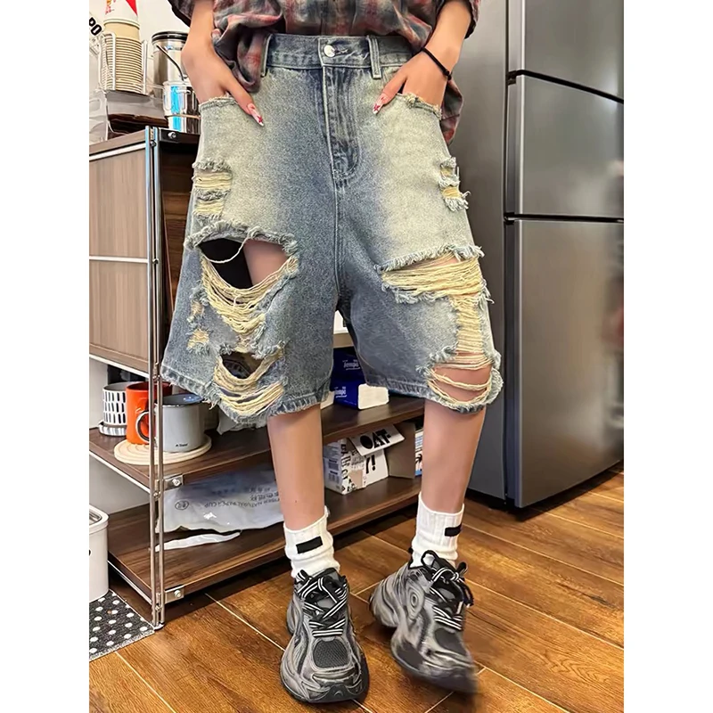 YIBASHU Summer Women Abi American Ripped Jeans Shorts Kpop 2000s Aesthetic Baddie Style Gyaru Denim Pants Grunge Y2k Japanese
YIBASHU Summer Women Abi American Ripped Jeans Shorts Kpop 2000s Aesthetic Baddie Style Gyaru Denim Pants Grunge Y2k Japanese