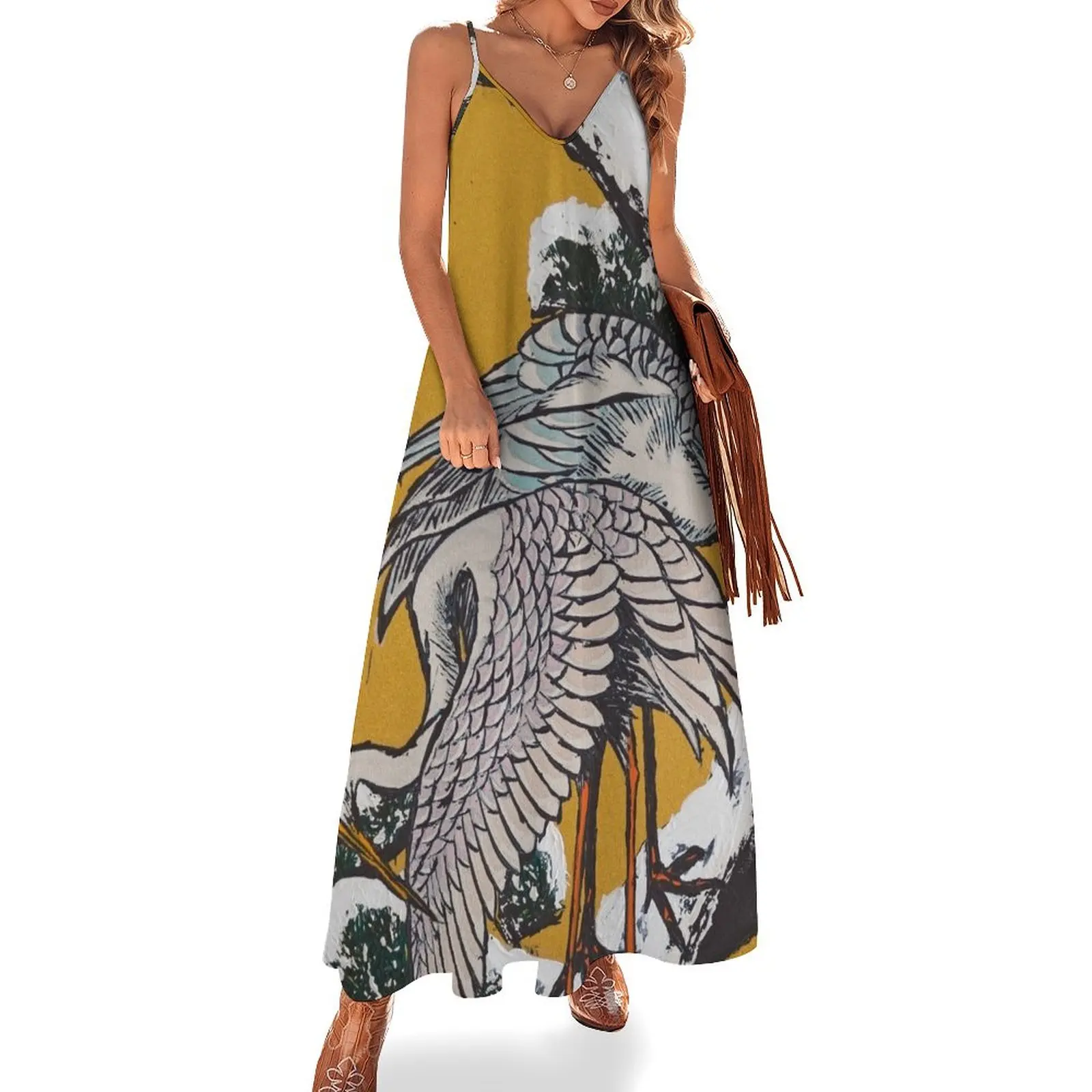 Two Cranes on a Snow Covered Pine Tree after Hokusai Sleeveless Dress Dresses for wedding party Summer dresses for women Dress 
Two Cranes on a Snow Covered Pine Tree after Hokusai Sleeveless Dress Dresses for wedding party Summer dresses for women Dress