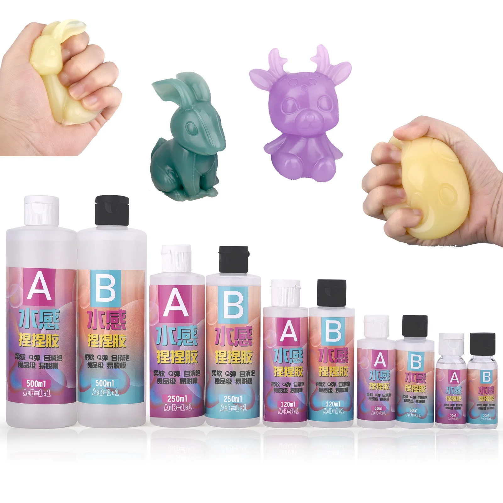 1:1 AB Epoxy Resin Soft Silicone Glue DIY Water Sensitive Soft Silicone Children'S Toys Making Supplies 60/120/240/500/1000ml
1:1 AB Epoxy Resin Soft Silicone Glue DIY Water Sensitive Soft Silicone Children'S Toys Making Supplies 60/120/240/500/1000ml