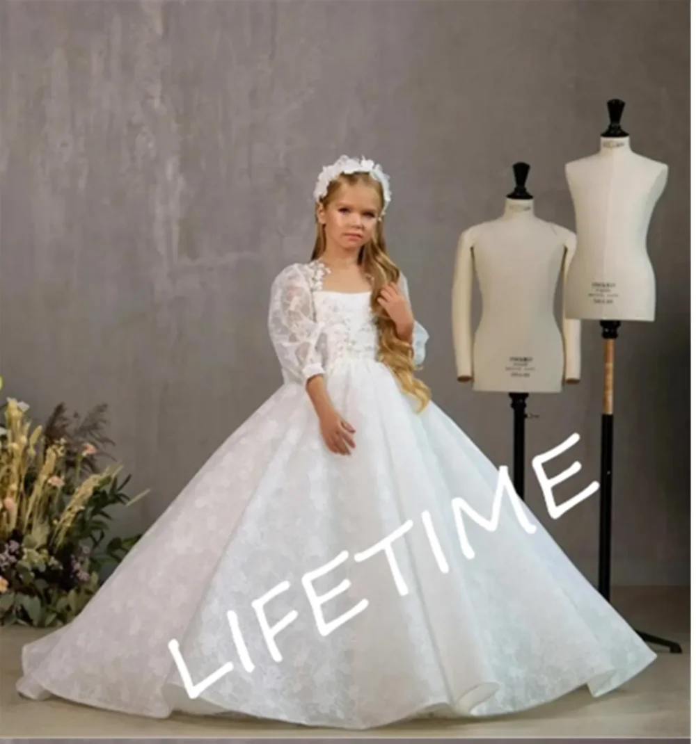 White Flower Girl Dress Lace Princess Dress for Girl Long Sleeve First Communion Dresses Child Wedding Party Gowns
White Flower Girl Dress Lace Princess Dress for Girl Long Sleeve First Communion Dresses Child Wedding Party Gowns
