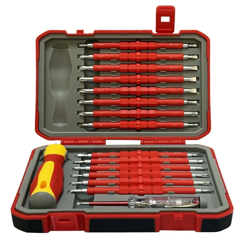 29 in 1 Insulated Screwdriver Set Anti Shock Electrician Tools CRV Bits Cross Flat Torx
29 in 1 Insulated Screwdriver Set Anti Shock Electrician Tools CRV Bits Cross Flat Torx