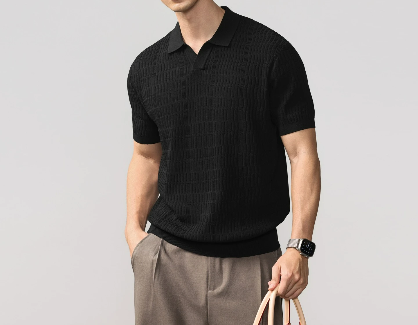 Textured Pit Strip Knitted POLO Shirt Casual Versatile Solid Color Short-sleeved Sweater Collar
Textured Pit Strip Knitted POLO Shirt Casual Versatile Solid Color Short-sleeved Sweater Collar