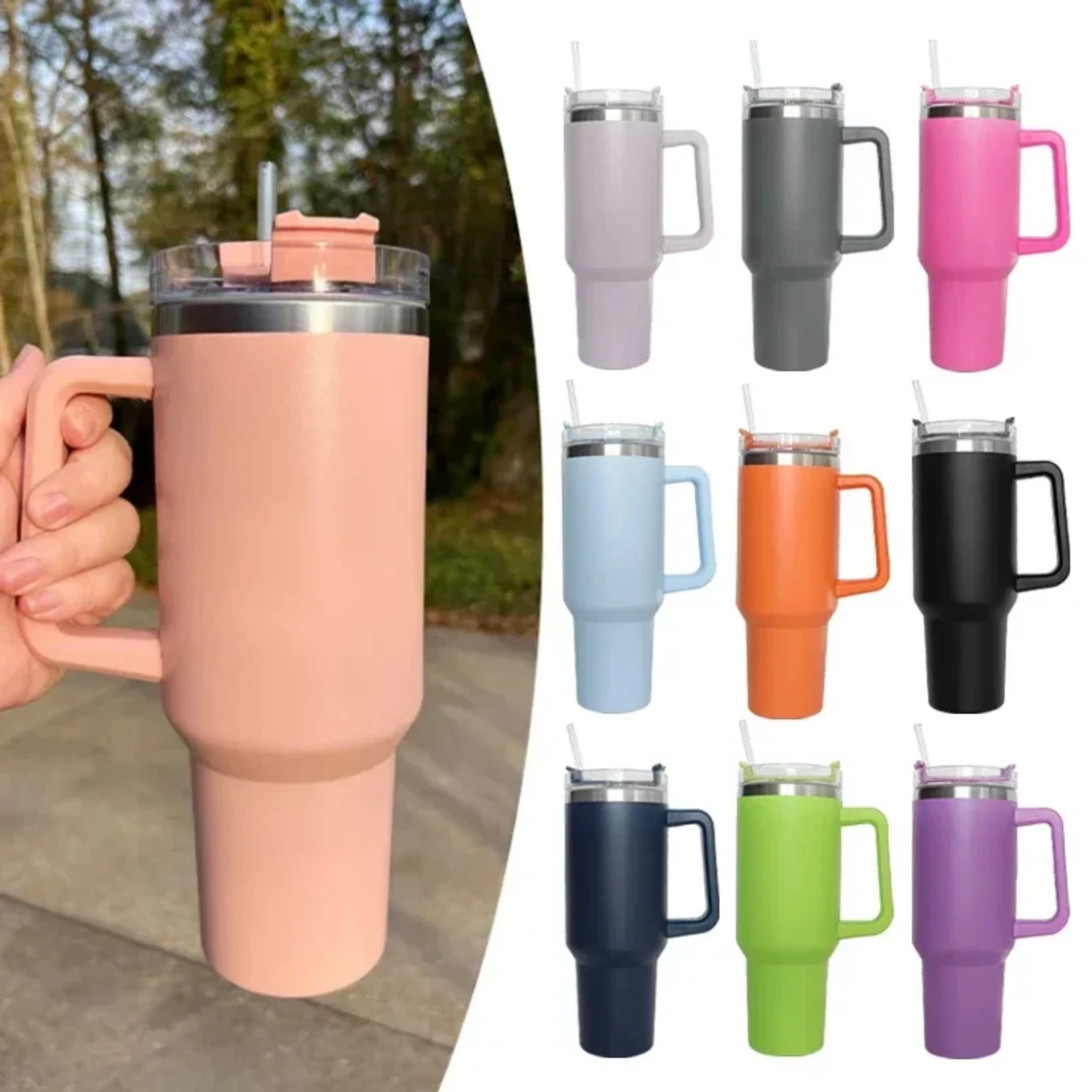Insulated Stainless Steel 40oz Mug Tumbler with Handle, Lid, and Straw - Durable and Leakproof Termos Cup for Coffee - Travel Th
Insulated Stainless Steel 40oz Mug Tumbler with Handle, Lid, and Straw - Durable and Leakproof Termos Cup for Coffee - Travel Th