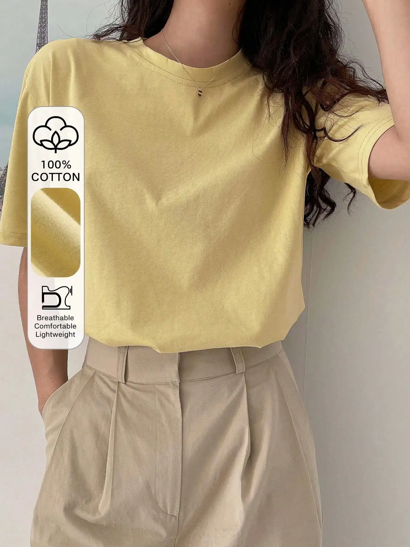 Yellow 100% Cotton Relaxed Fit Crew Neck T-Shirt for Women, Lightweight & Breathable Summer Top
Yellow 100% Cotton Relaxed Fit Crew Neck T-Shirt for Women, Lightweight & Breathable Summer Top