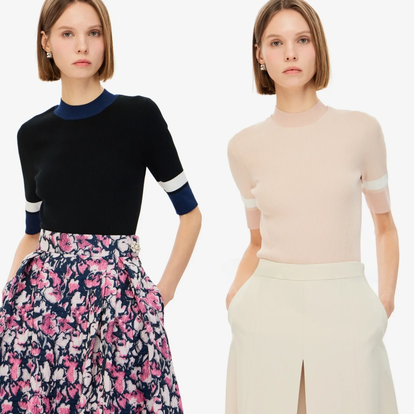 Korean Style Slim Fit Knitted Top Spring Summer Thin Elastic Color Block Commute Versatile Slimming V-Neck Short Sleeve T-Shirt
Korean Style Slim Fit Knitted Top Spring Summer Thin Elastic Color Block Commute Versatile Slimming V-Neck Short Sleeve T-Shirt