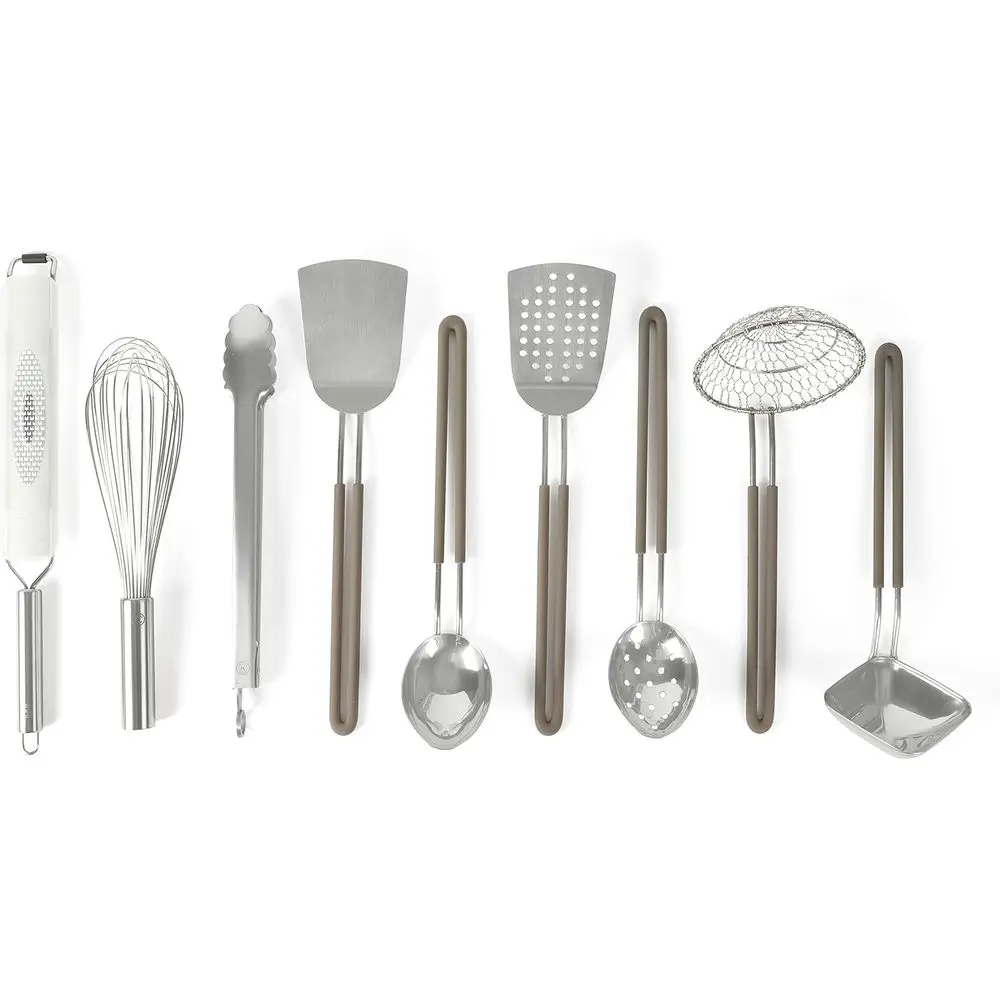 9-Piece Stainless Steel Kitchen Tool Set – Versatile Utensils for Prep and Serving, Rust-Resistant, Dishwasher Safe Accessories
9-Piece Stainless Steel Kitchen Tool Set – Versatile Utensils for Prep and Serving, Rust-Resistant, Dishwasher Safe Accessories