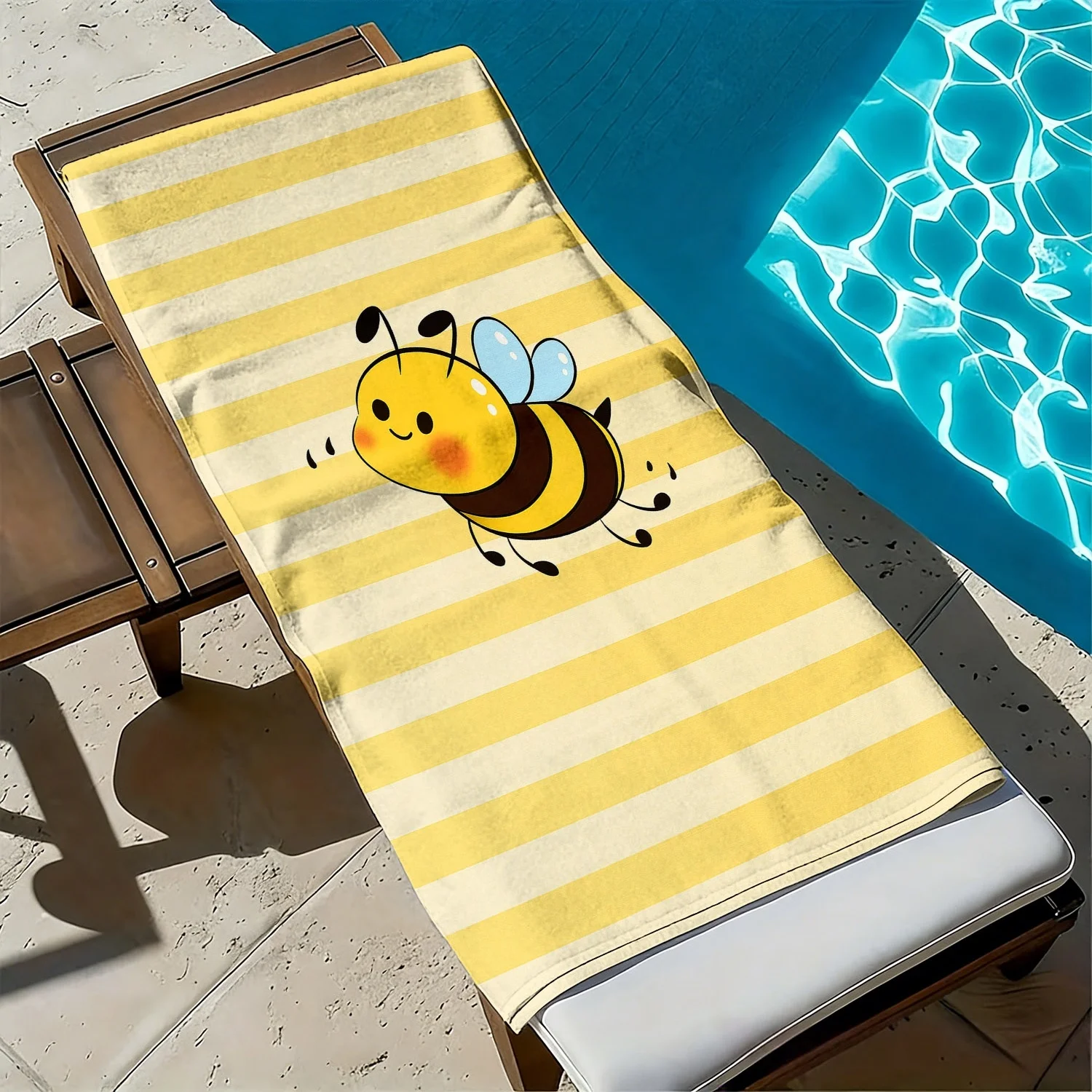 Cute Bee Beach Towel, Kawaii Honey Bee on Yellow Stripe Oversized Bath Towel, Soft Quick Dry Summer Blanket 1pcs
Cute Bee Beach Towel, Kawaii Honey Bee on Yellow Stripe Oversized Bath Towel, Soft Quick Dry Summer Blanket 1pcs
