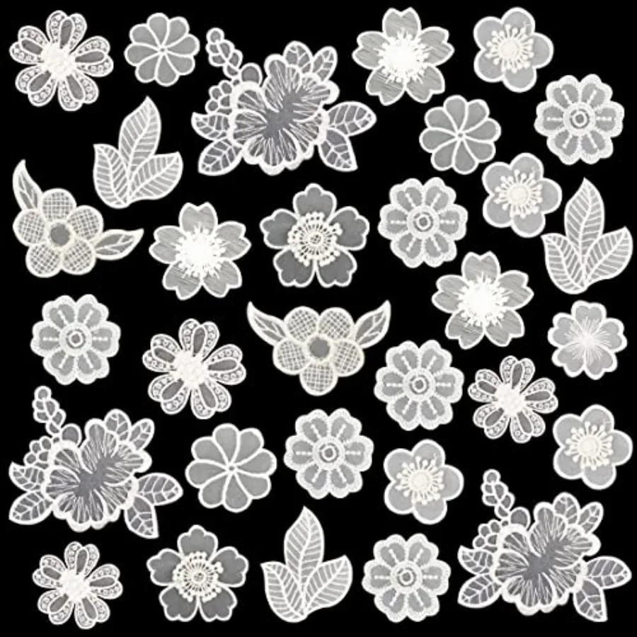30 PCS Lace Flowers Applique Embroidery Leaf Sew On Patch, Organza es s Applique for Wedding Bridal Dress Sewing Craft DIY Clot
30 PCS Lace Flowers Applique Embroidery Leaf Sew On Patch, Organza es s Applique for Wedding Bridal Dress Sewing Craft DIY Clot