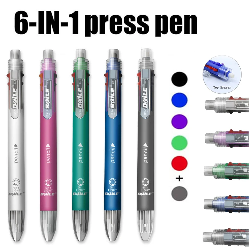 2 шт./компл., 6 в 1, шариковые ручки, 5 цветов, автоматический карандаш с ластиком для школы, офиса, письменные принадлежности, канцелярские товары
2 шт./компл., 6 в 1, шариковые ручки, 5 цветов, автоматический карандаш с ластиком для школы, офиса, письменные принадлежности, канцелярские товары