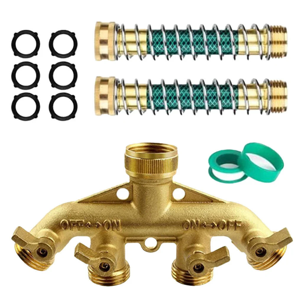 4-Way Garden Hose Splitter With Spring Protector Washers Brass Splitter Garden Irrigation Watering Splitters Connector
4-Way Garden Hose Splitter With Spring Protector Washers Brass Splitter Garden Irrigation Watering Splitters Connector 