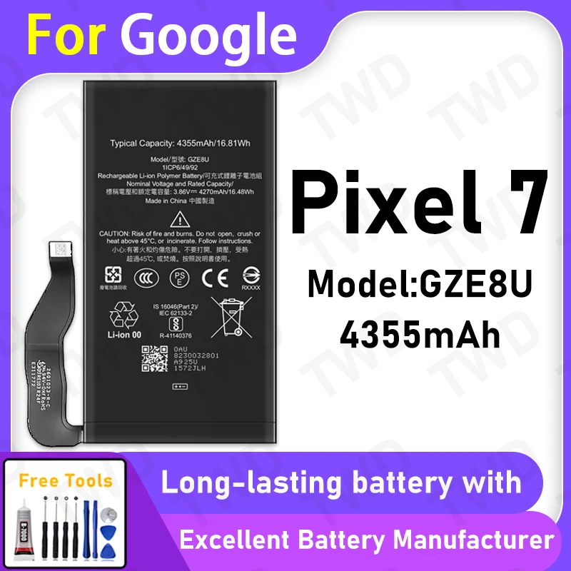 100% New 4355mAh GZE8U Battery For Google Pixel 7 Replacement Bateria+Free Tools
100% New 4355mAh GZE8U Battery For Google Pixel 7 Replacement Bateria+Free Tools