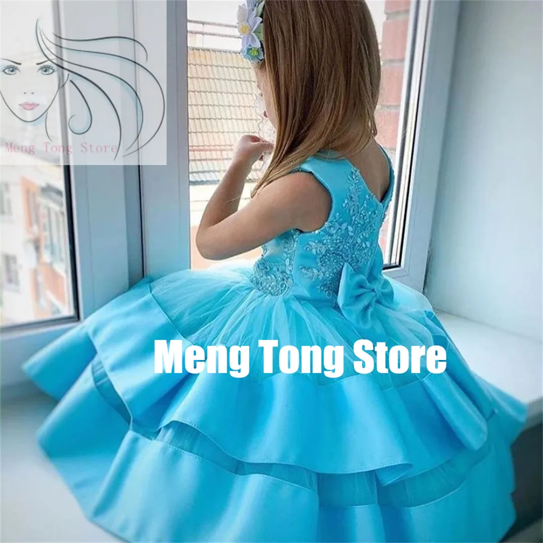Blue Fluffy Bow Flower Girl Dresses for Wedding Lace Appliques Little Princess First Communion Customize Pageant Gowns
Blue Fluffy Bow Flower Girl Dresses for Wedding Lace Appliques Little Princess First Communion Customize Pageant Gowns