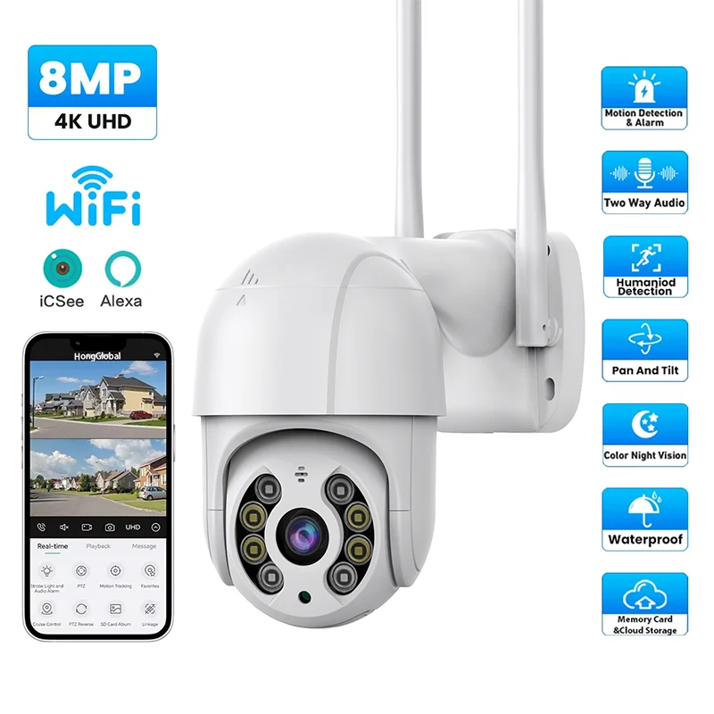 8MP 4K Ultra HD Surveillance Camera Security Monitor Outdoor Vision P2P Video Smart Home H.265 Auto Tracking PTZ WiFi IP Camera
8MP 4K Ultra HD Surveillance Camera Security Monitor Outdoor Vision P2P Video Smart Home H.265 Auto Tracking PTZ WiFi IP Camera