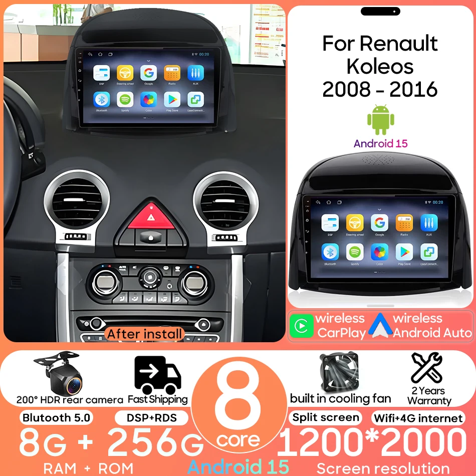 Android 15 For Renault Koleos 2008 - 2016 Car Radio Video Stereo Multimedia Player GPS Navigation 8+256GB CarPlay Auto Wifi 2din
Android 15 For Renault Koleos 2008 - 2016 Car Radio Video Stereo Multimedia Player GPS Navigation 8+256GB CarPlay Auto Wifi 2din