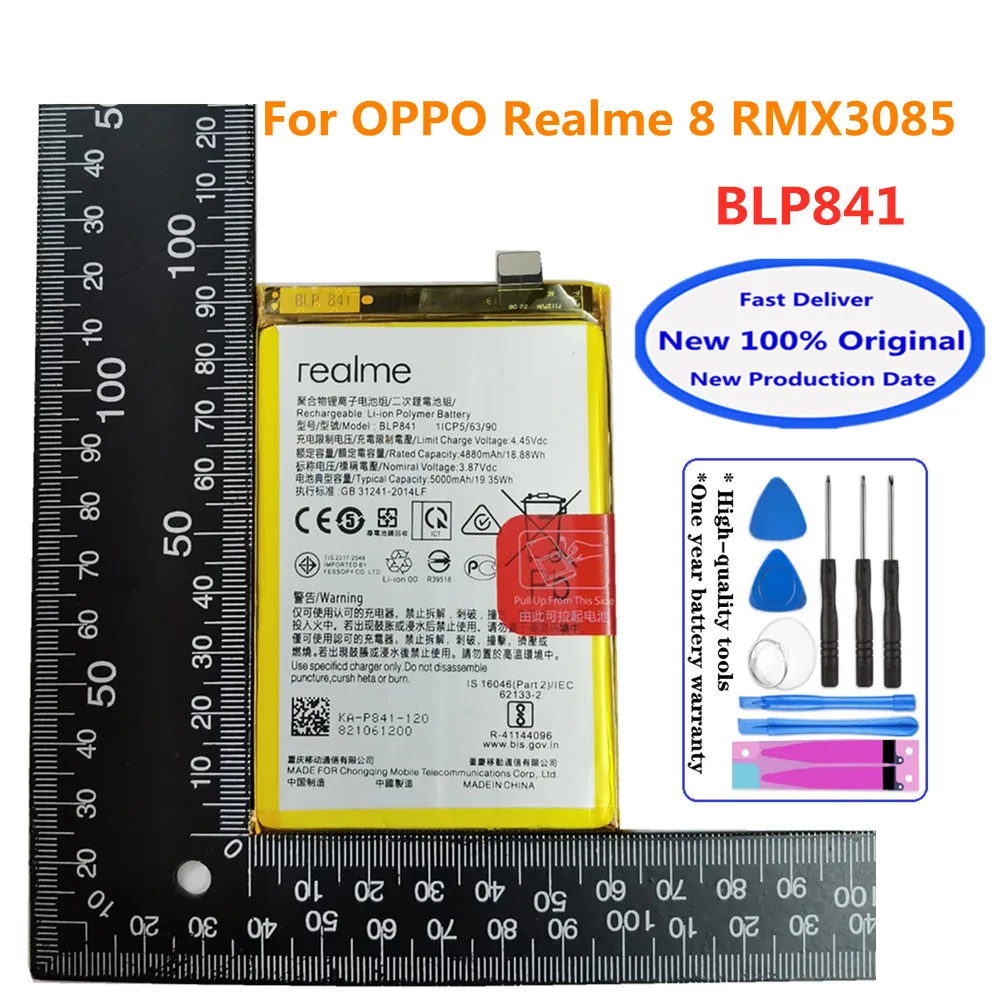 100% New Original Battery BLP841 For OPPO Realme 8 Realme8 RMX3085 Q3 RMX3161 Q3i Battery Fast Shipping
100% New Original Battery BLP841 For OPPO Realme 8 Realme8 RMX3085 Q3 RMX3161 Q3i Battery Fast Shipping