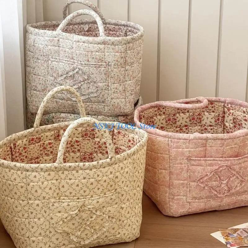 L8RC Floral Pattern Quilted Cotton Storage Basket Foldable Lightweight with Handles for Home Laundry Toy Organization
L8RC Floral Pattern Quilted Cotton Storage Basket Foldable Lightweight with Handles for Home Laundry Toy Organization