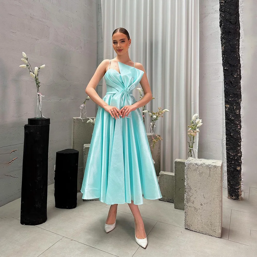 Classic Straps Satin Pleated Holiday Prom Dress with Bow A-line Tea-Length Backless A-line Formal Prom Party Gown vestidos de
Classic Straps Satin Pleated Holiday Prom Dress with Bow A-line Tea-Length Backless A-line Formal Prom Party Gown vestidos de