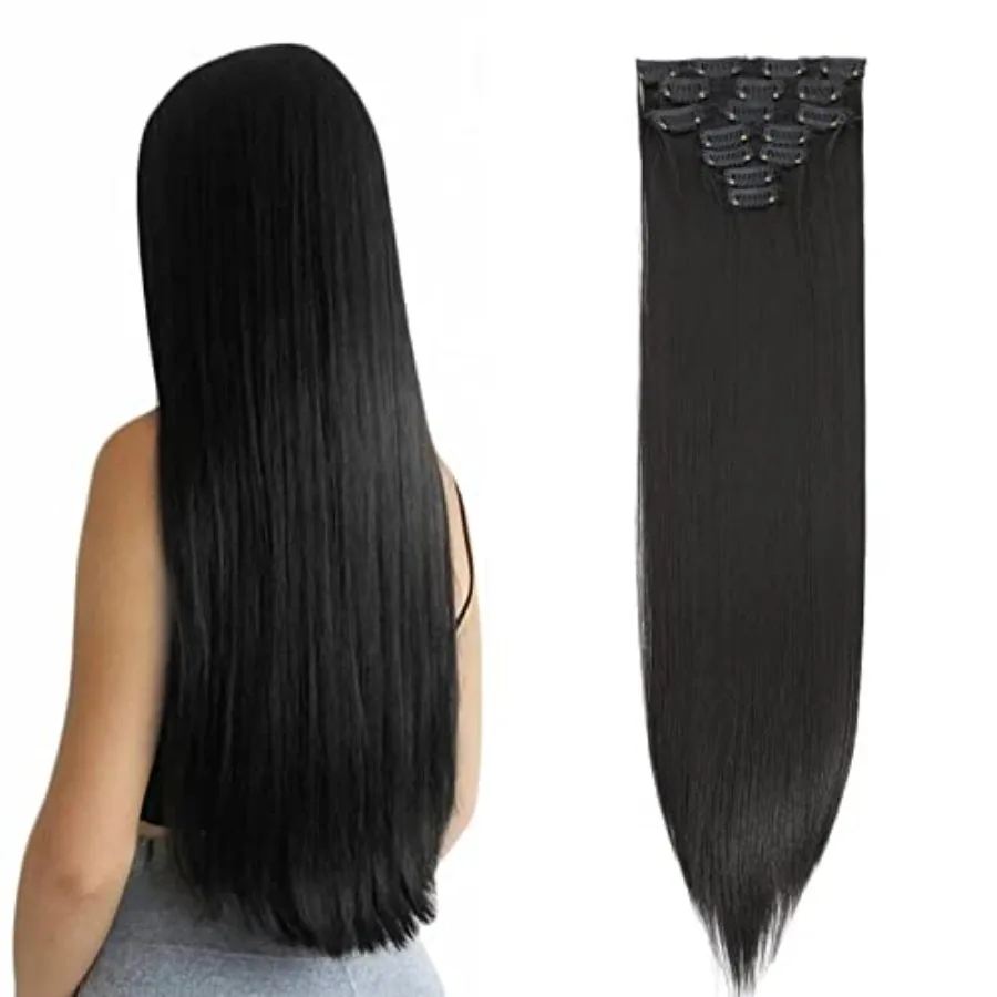 Straight Clip In Hair Extensions 24 Inches for Black Women, 7 Pieces/Set Hairpieces Heat Resistant Synthetic Fiber Double Weft
Straight Clip In Hair Extensions 24 Inches for Black Women, 7 Pieces/Set Hairpieces Heat Resistant Synthetic Fiber Double Weft