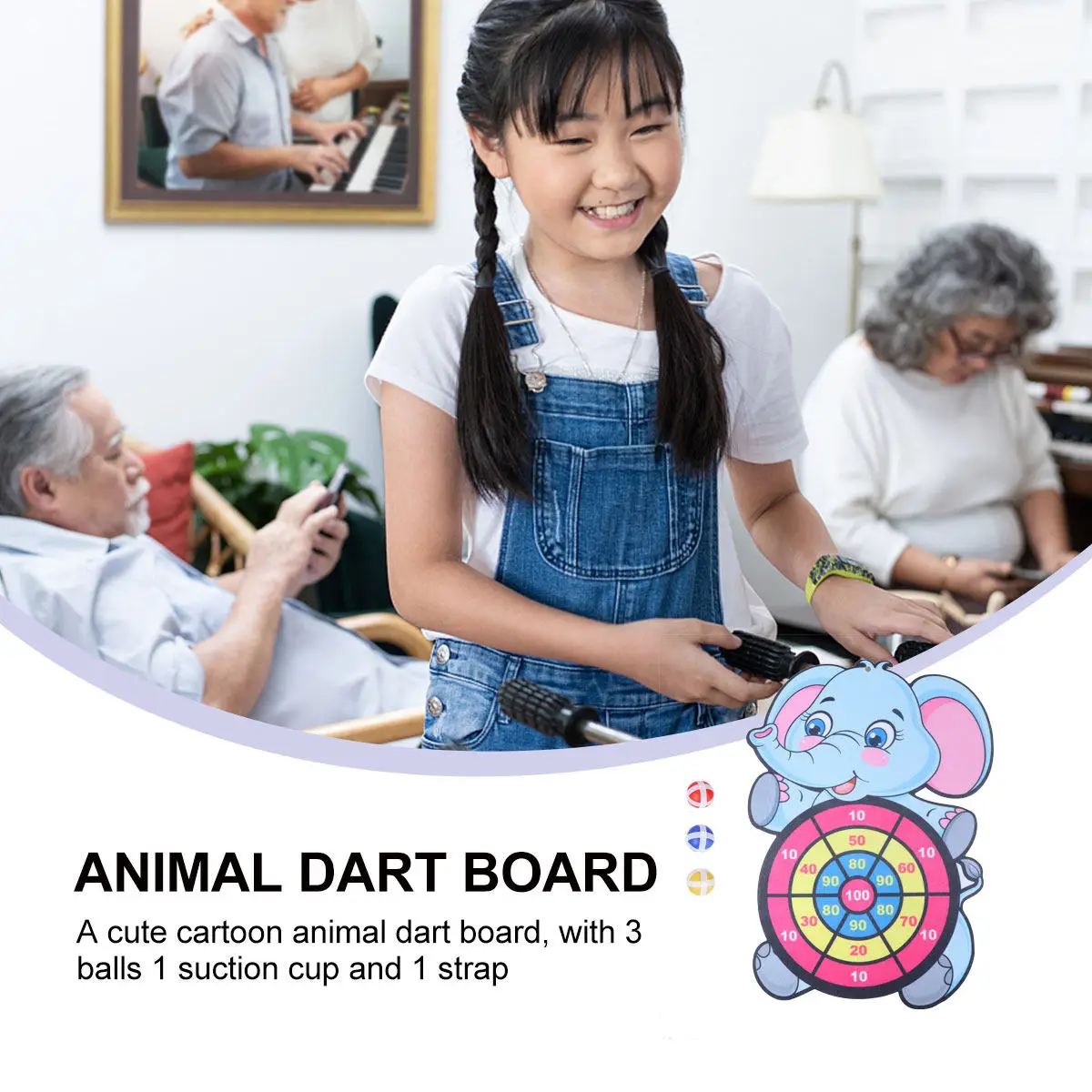 Cartoon Animal Elephant Dart Board Balls Suction Cup Strap Accuracy Accessories Fun
Cartoon Animal Elephant Dart Board Balls Suction Cup Strap Accuracy Accessories Fun